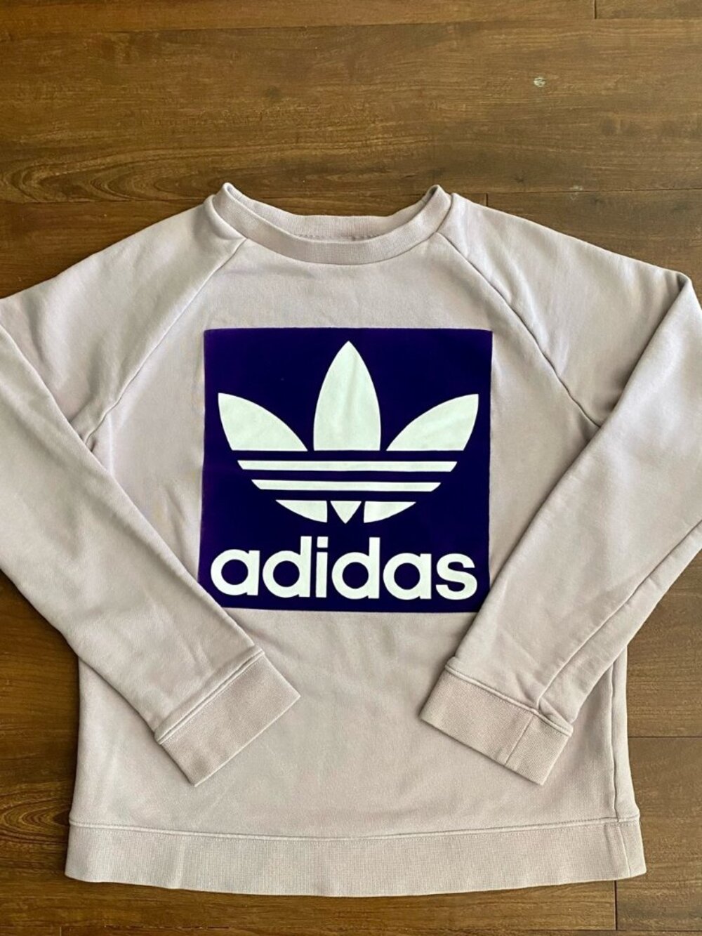 Adidas Trefoil Box Logo Sweatshirt Light Purple Sz S